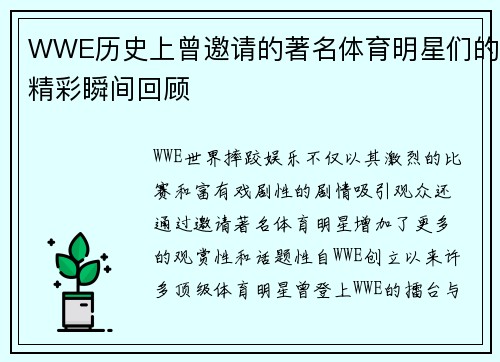 WWE历史上曾邀请的著名体育明星们的精彩瞬间回顾